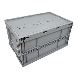 collapsible box with lid Euronorm grey 59 ltr | 600 mm x 400 mm H 320 mm product photo