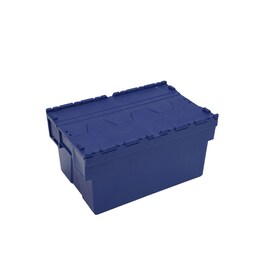 lidded crate 52 ltr PP blue with lid product photo