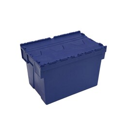 lidded crate 69 ltr PP blue with lid product photo