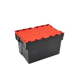 lidded crate 63 ltr PP black|red with lid product photo