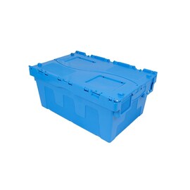 lidded crate 46 ltr PP blue with lid nestable product photo