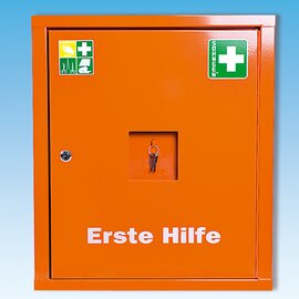 first aid cabinet EUROSAFE thin sheet metal orange  L 490 mm  B 200 mm  H 560 mm product photo