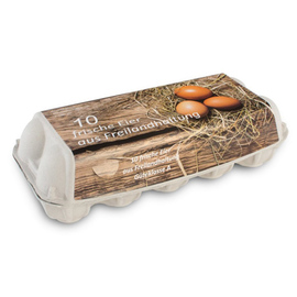 egg box white with free-range label 10 compartments product photo