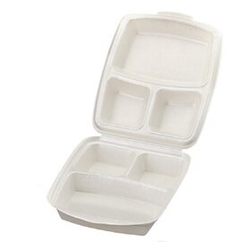 disposable meal boxes disposable beige foamed 280 mm  x 230 mm 3 compartments product photo