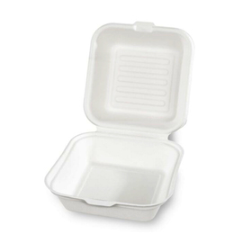 Hamburger box white sugarcane fibers | disposable | 10 x 50 pieces product photo