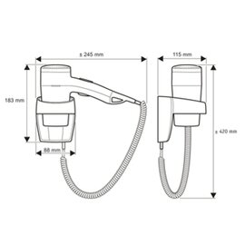 hairdryer PREMIUM for wall mounting white 1100 watts product photo  S