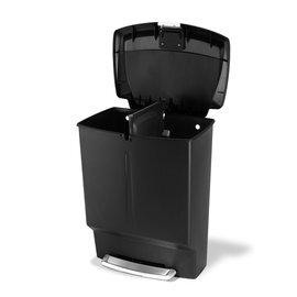 pedal bin 60 ltr plastic black hinged lid soft close lid two-part  L 529 mm  B 373 mm  H 643 mm product photo