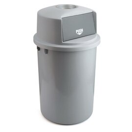Dustbin with push-lid, ashtray and handles, 126 l, made of high-quality plastic, gray, Ø 58 cm, height 98 cm product photo