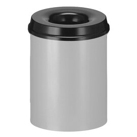 wastepaper basket 15 ltr aluminium black aperture fire-extinguishing Ø 260 mm  H 360 mm product photo