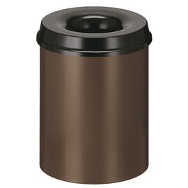 wastepaper basket 15 ltr metal brown black aperture fire-extinguishing Ø 260 mm  H 360 mm product photo