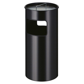 wastepaper basket with ashtray 50 ltr black round fireproof incl. extinguishing sand product photo