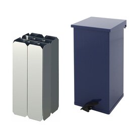 pedal bin aluminium 55 ltr blue hinged lid quadrangular apertures fireproof product photo