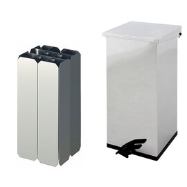 pedal bin stainless steel 55 ltr hinged lid quadrangular apertures fireproof product photo