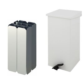 pedal bin aluminium 55 ltr white hinged lid quadrangular apertures fireproof product photo