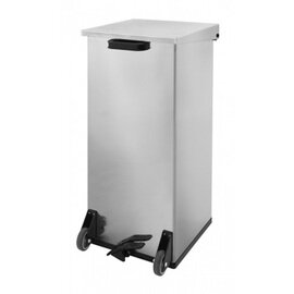 mobile pedal bin Carro-Kick 110 ltr aluminium stainless steel look damping lid with pedal fireproof  L 390 mm  B 390 mm  H 800 mm product photo