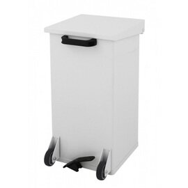 mobile pedal bin Carro-Kick 55 ltr aluminium white damping lid with pedal fireproof  L 300 mm  B 300 mm  H 600 mm product photo