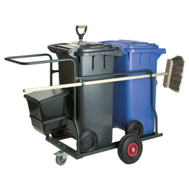 container trolley | 2 x 120 ltr containers | broom | spade | trash can | 1000 mm x 700 mm H 1050 mm product photo