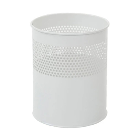 wastepaper basket semi-perforated 10 ltr metal white round H 275 mm product photo