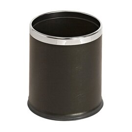 double-walled wastepaper basket 10 ltr stainless steel leather look black Ø 225 mm  H 275 mm product photo