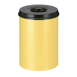 wastepaper basket 30 ltr metal yellow black aperture fire-extinguishing Ø 335 mm  H 470 mm product photo