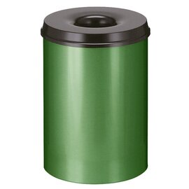 wastepaper basket 30 ltr metal green black aperture fire-extinguishing Ø 335 mm  H 470 mm product photo