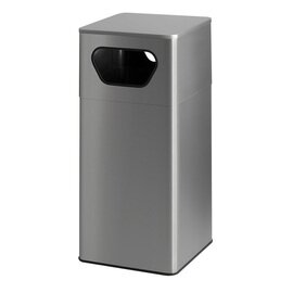 wastepaper basket 50 ltr stainless steel 2 drop-in apertures  L 405 mm  B 405 mm  H 875 mm product photo