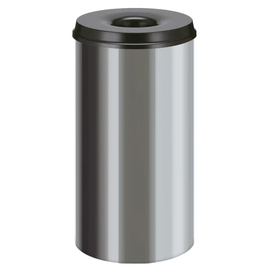 wastepaper basket fire-extinguishing 50 ltr stainless steel lid colour black round H 625 mm product photo