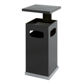 wastepaper basket with ashtray metal anthracite square floor model  H 910 mm product photo