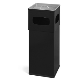 wastepaper basket with ashtray aluminium black square product photo