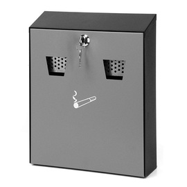 wall ashtray H32 steel black | grey rectangular fire-resistent product photo
