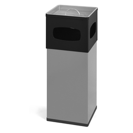 wastepaper basket with ashtray aluminium grey|black square product photo