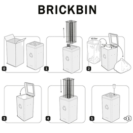 cup collector BrickBin black square 65 ltr | 350 mm x 350 mm H 700 mm product photo  S