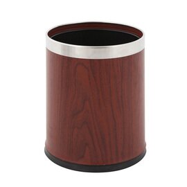 double-walled wastepaper basket 10 ltr stainless steel wood look brown Ø 225 mm  H 275 mm product photo