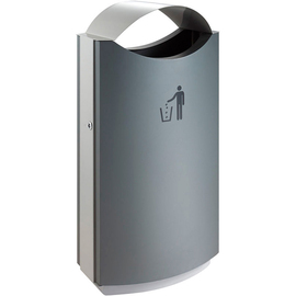 outdoor rubbish bin 68 ltr steel grey L 520 mm W 350 mm H 1050 mm | with roof product photo