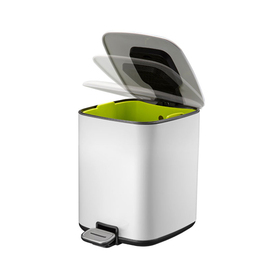 pedal bin Regent 6 ltr square steel white incl. inner bin product photo  S