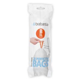 5 liter waste bag PerfectFit, white, 335 x 340 mm, with drawstring (B) product photo
