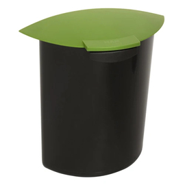 Oval insert, 6 liters, black with green lid, for round 18 l wastebasket, 290 x 160 x H 315 mm product photo