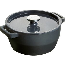 Cocotte with lid, cast iron, enamelled, dark gray, Ø 105 mm with handles 128 mm, H 63 mm, weight 824 g product photo