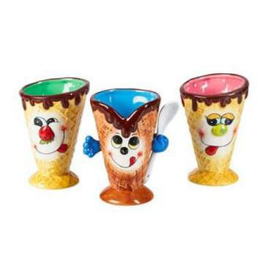 children's ice cream cup ice cream cone Ø 70 mm porcelain set of 3 multi-coloured H 110 mm product photo