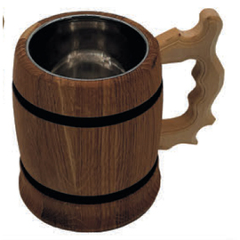 beer mug wood with handle oiled product photo