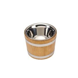 wooden antipasti countertop barrel 2500 ml wood  | with stainless steel bowl product photo