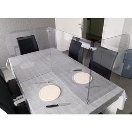 hygienic partition wall table for 2 | mobile product photo