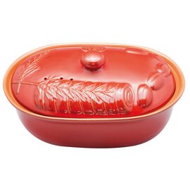 roasting pan LINEA GOURMET with lid  • clay red 3.3 ltr | 380 mm  x 240 mm  H 165 mm product photo