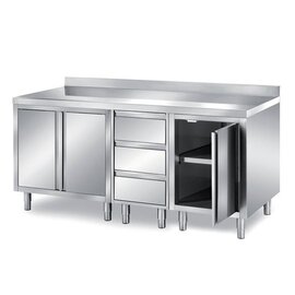cabinet table 2000 mm  x 700 mm  H 850 mm with 3 drawers with 3 double doors | upstand product photo