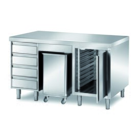 cabinet table 1600 mm  x 700 mm  H 850 mm with condiment container with 4 drawers with 1 wing door product photo