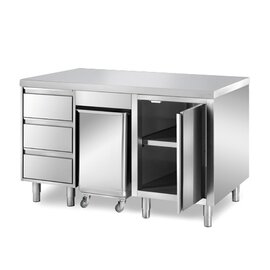 cabinet table | 1500 mm x 700 mm H 870 mm with condiment container with 3 drawers with 1 wing door product photo