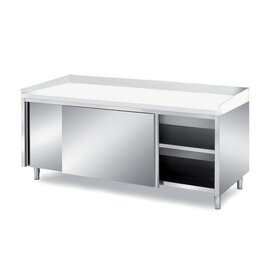 Bakery table 1600 mm  x 800 mm H 870 mm with sliding doors | upstand 3 sides product photo