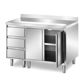 cabinet table | 1500 mm x 700 mm H 870 mm with 2 wing doors | upstand product photo