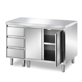 cabinet table 1500 mm  x 700 mm  H 850 mm with 3 drawers with 2 wing doors product photo