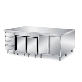 cabinet table 2500 mm  x 1400 mm  H 850 mm with 2 ingredient containers with 4 drawers with 2 wing doors product photo